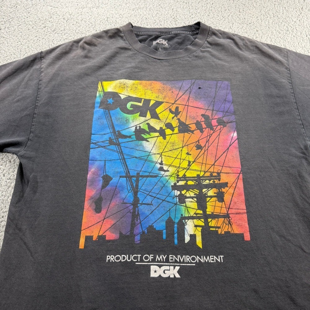 DGK Product of My Environment Graphic Tee Mens XL Black Thrashed Skateboard